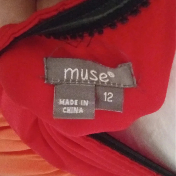 Muse Multicolor Tiered‎ Halter Style Maxi Dress Stretchy Red Orange Pink Size 12 - Picture 5 of 6